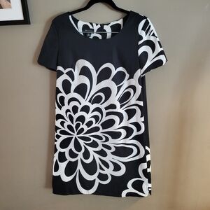AB Studio Black & Ivory Shift Dress, size 10